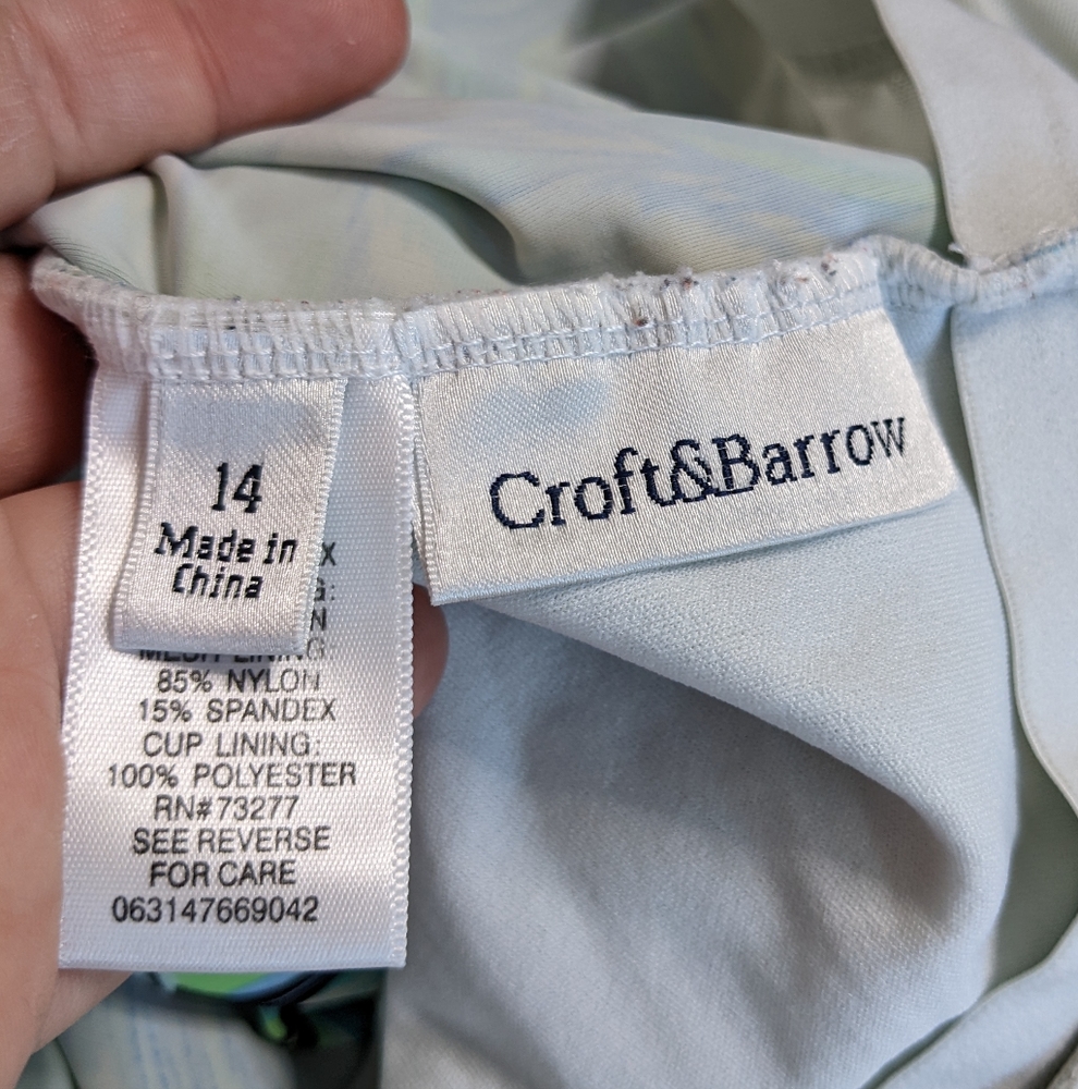 Croft & Barrow blue green foliage tankini swim top 14 - Picture 10 of 11